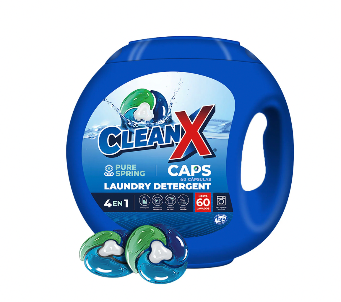 Detergente para ropa en cápsulas CleanX 4 en 1 aroma Pure Spring (60 unidades)