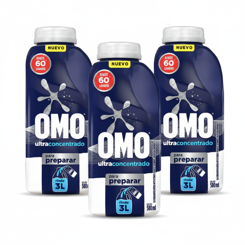 Detergente Omo Liquido Para Diluir 3 x 500 cc - Rinde 3 lts