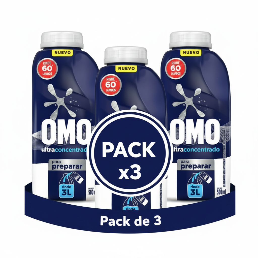 OMO Detergente Liquido Para Diluir 3 x 500 cc - Rinde 3 lts