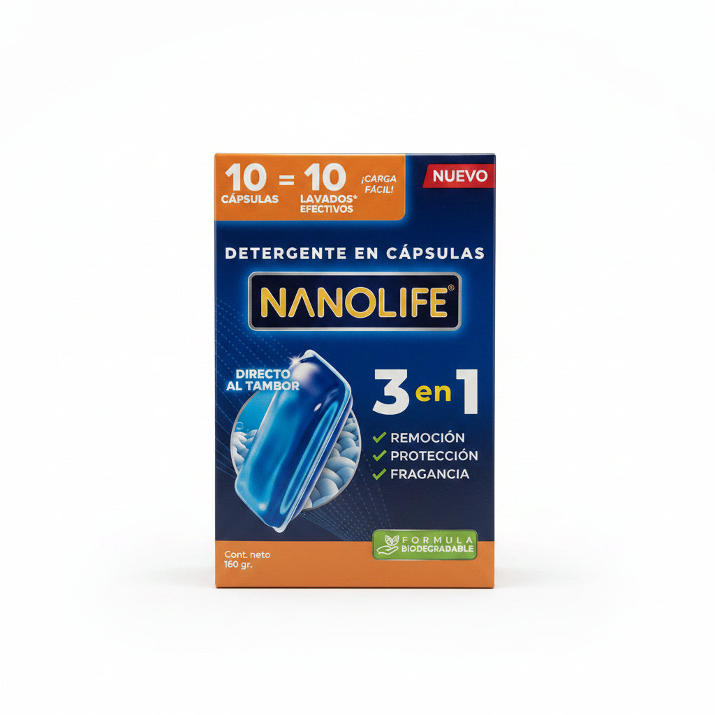 NANOLIFE Detergente 10 Cápsulas 3 en 1