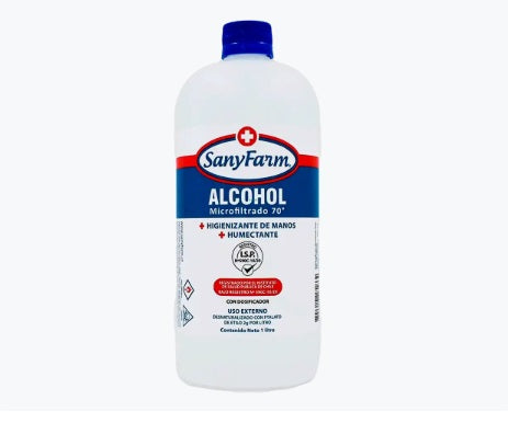 Alcohol Líquido Microfiltrado 70° Sanyfarm 1 Litro