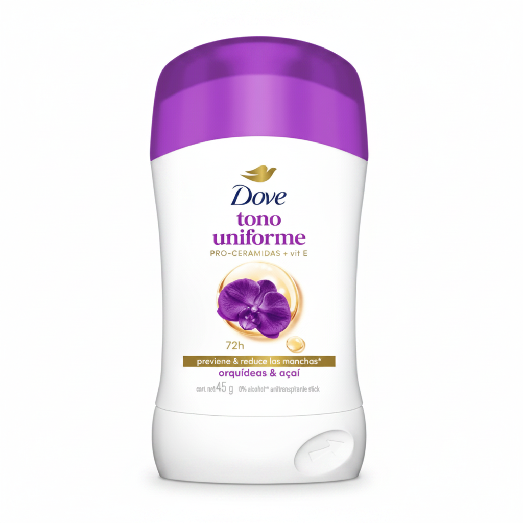 DOVE Desodorante en Barra Tono Uniforme Esencia Orquídeas y Açaí 45gr