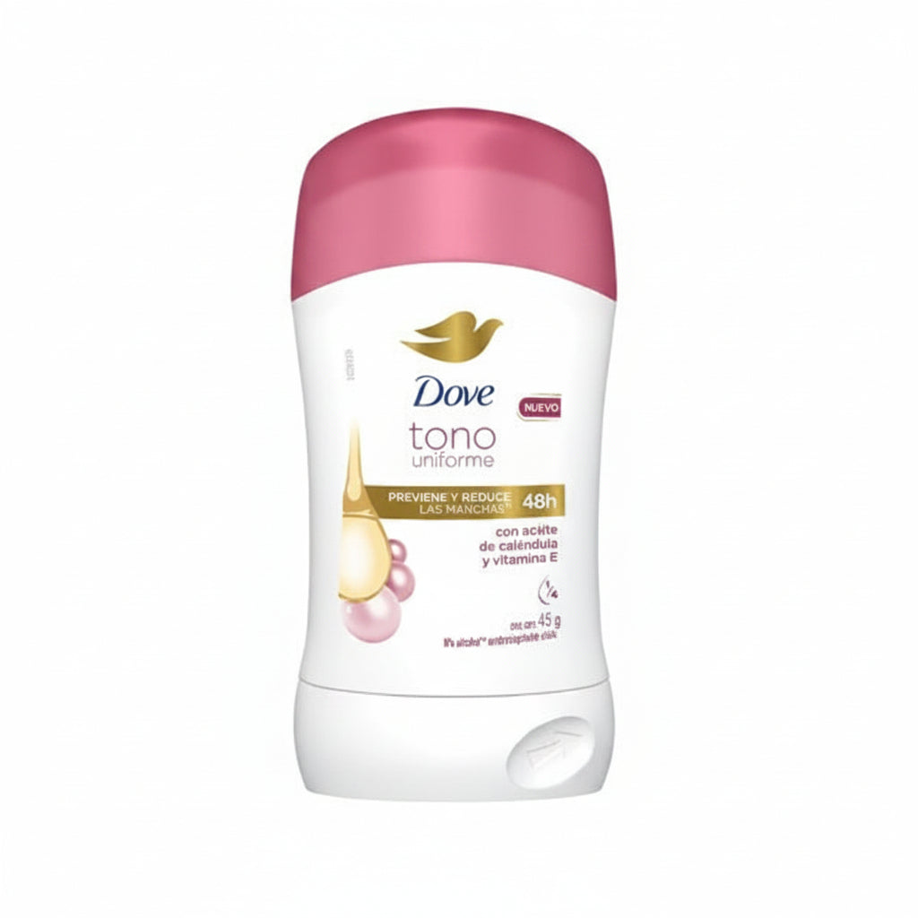 DOVE Desodorante Barra Tono Uniforme Esencia Caléndula y Vitamina E 45g