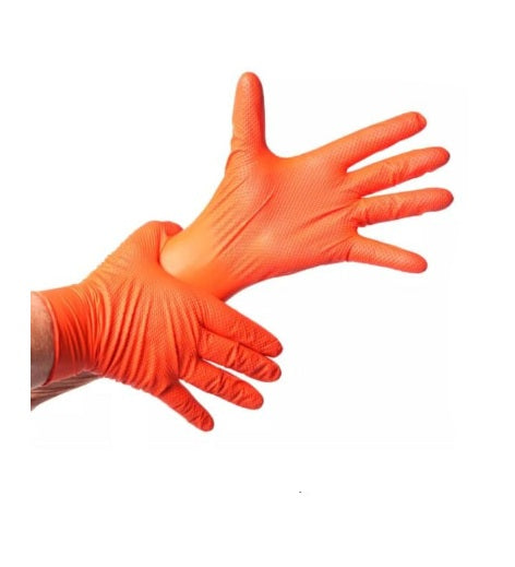 Omicaan Gloves Guantes de nitrilo | Diamantado | Naranjo | 8.5 gr Talla L
