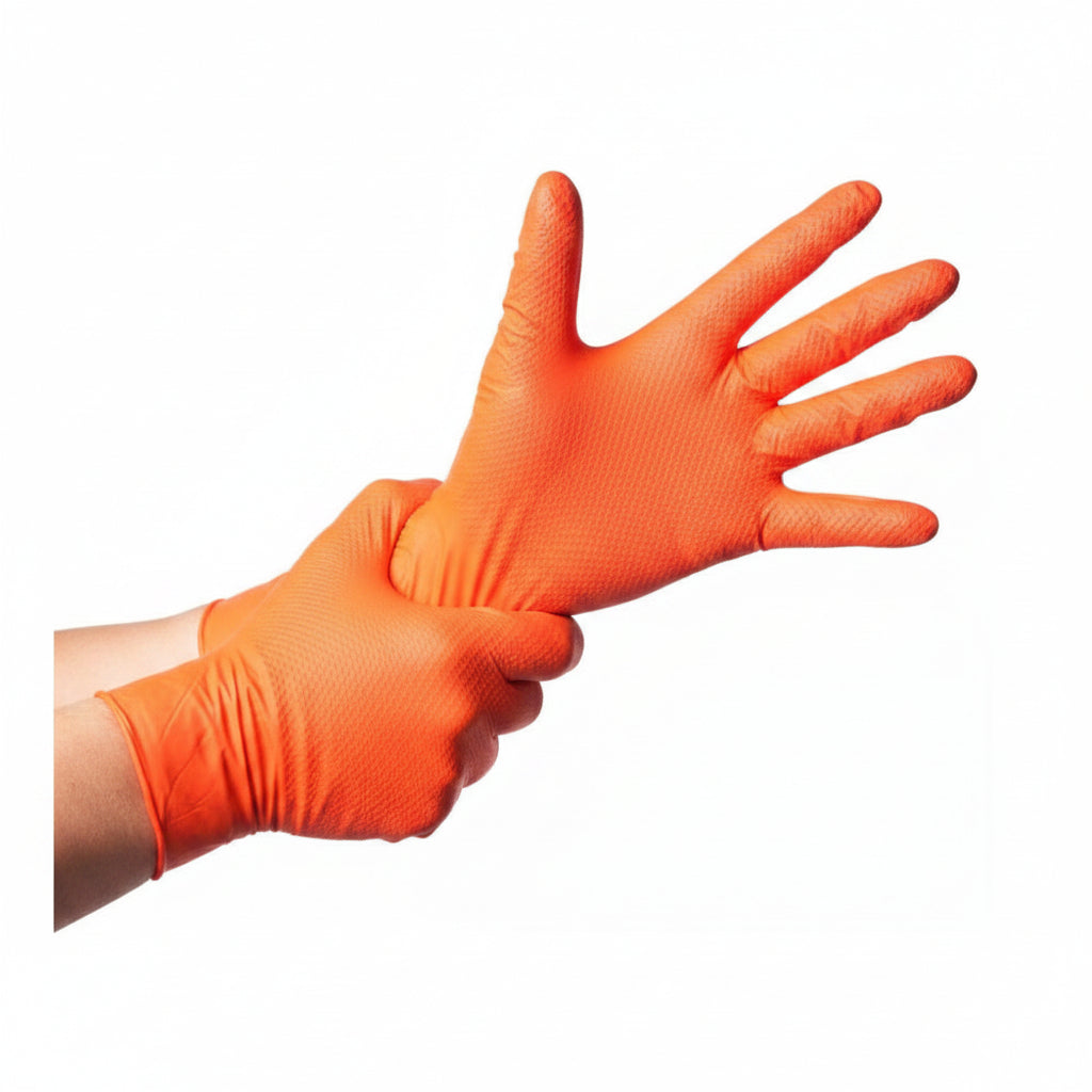 OMICAAN Guantes de nitrilo Diamantado Naranjo 8.5 gr Talla XL