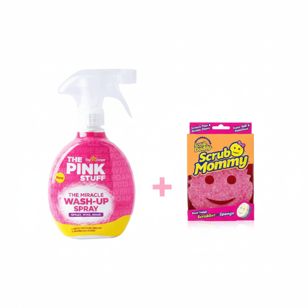 THE PINK STUFF Lavaloza Wash Up Spray 500 ml + Esponja Scrub Mommy rosada