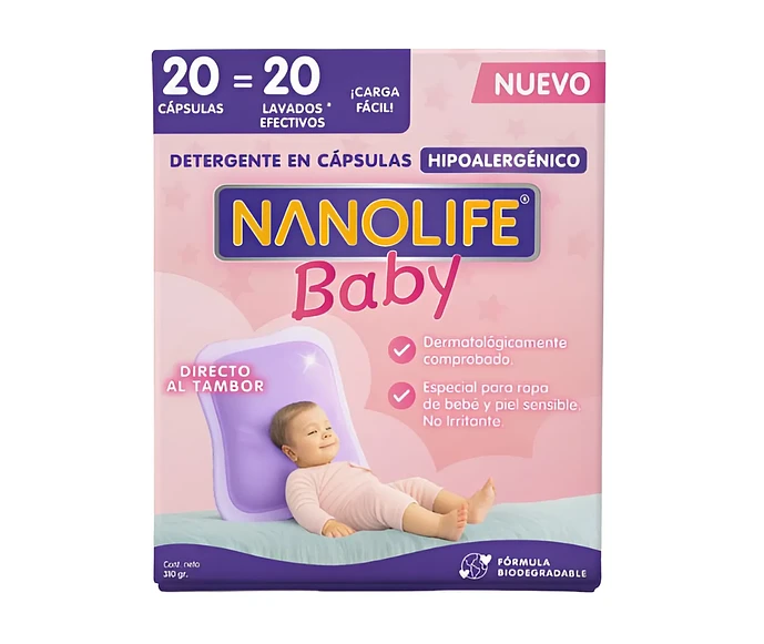 Detergente en Cápsulas Hipoalergénico baby x 20 Nanolife