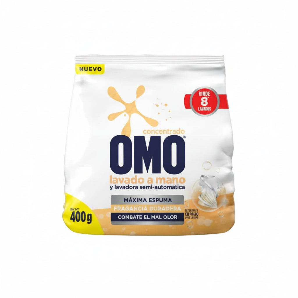 OMO Detergente En Polvo Máxima Espuma 400 gr