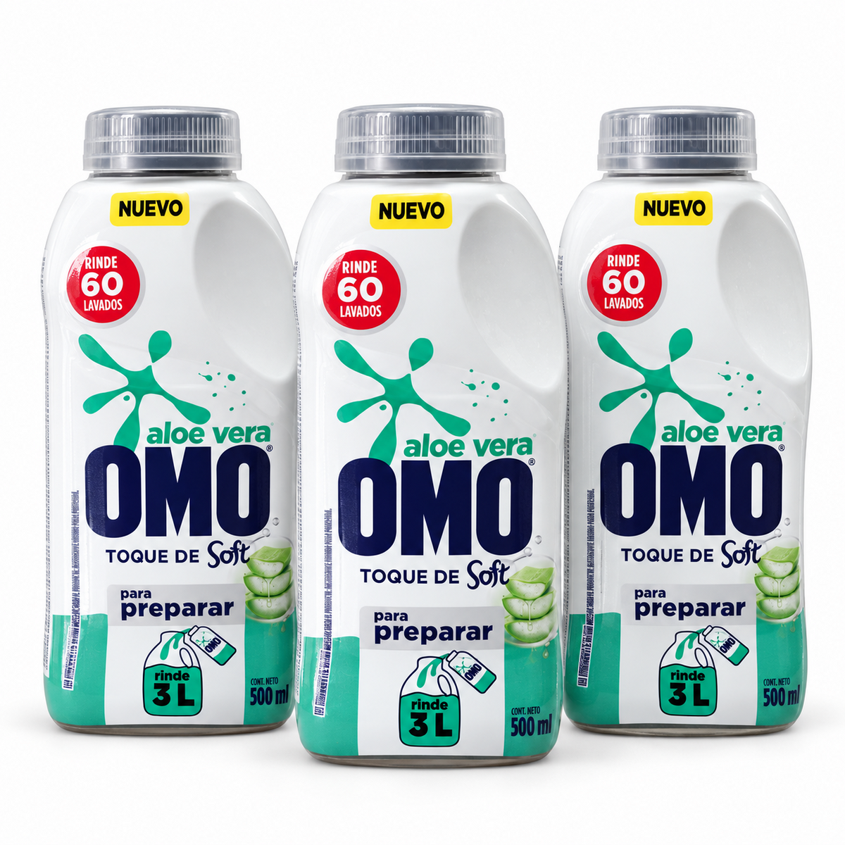 Pack 3 OMO Aloe Vera detergente concentrado para preparar de 500 ml