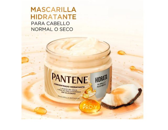 Mascarilla Pantene Pro-V Miracles Hidrata Brillo y Movimiento 300 ml