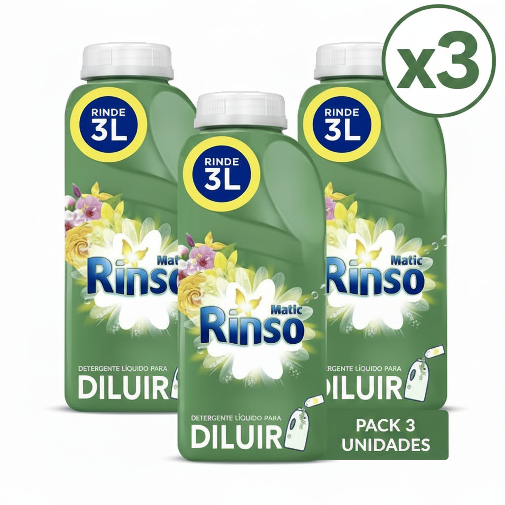 RINSO Detergente Liquido Para Diluir 3 x 500cc
