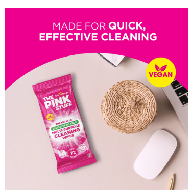 Toallitas Húmedas de Limpieza Multiuso Biodegradables aroma Frutos Frescos The Pink Stuff - 🌱 🇬🇧 Producto Vegano del Reino Unido (72 unidades) 💚 Biodegradable