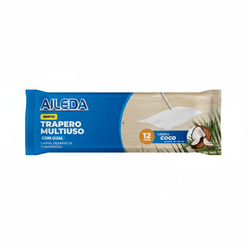 AILEDA Paños Húmedos para Limpieza Desechable Aroma Coco 12Un