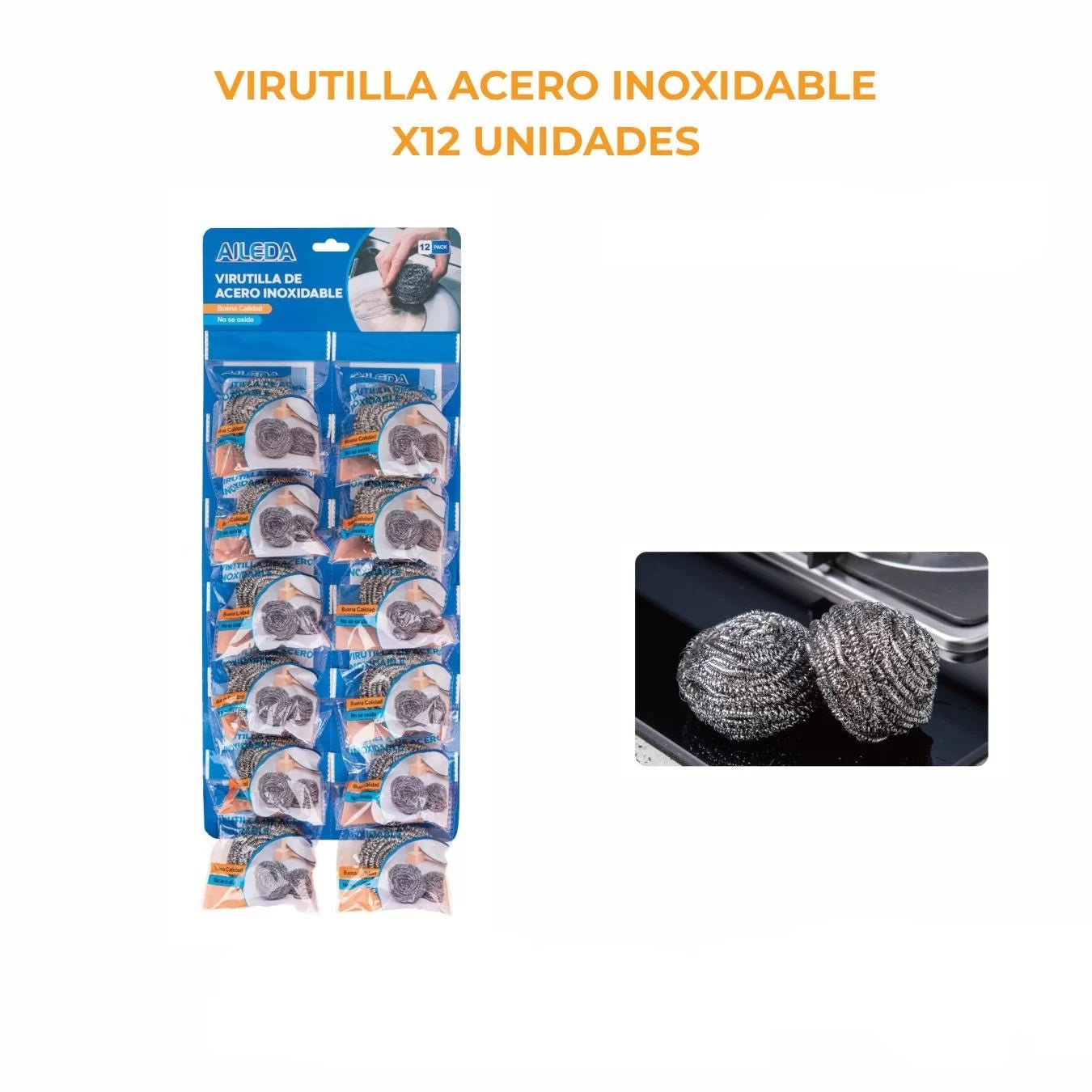 VIRUTILLA ACERO INOXIDABLE X12 UNIDADES AILEDA