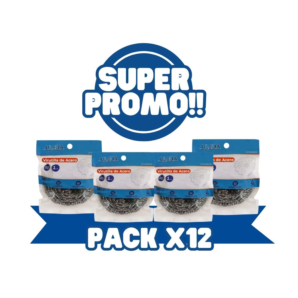AILEDA Virutilla de Acero Inoxidable Pack 12un