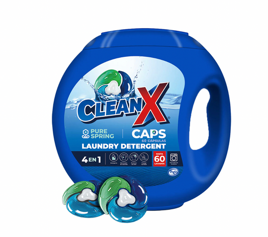 Detergente para ropa en cápsulas CleanX 4 en 1 aroma Pure Spring (60 unidades)