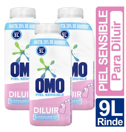 Detergente líquido para diluir OMO Hipoalargénico Piel Sensible 500 ml (rinde 3 litros)