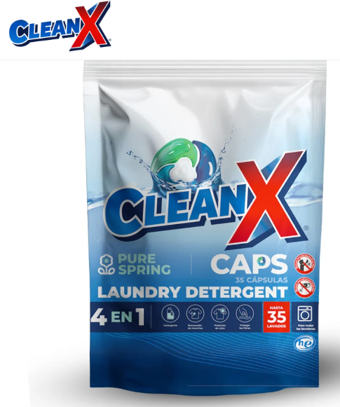 Detergente para ropa en capsulas CleanX 35 unidades
