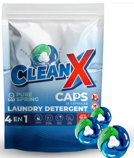 Detergente para ropa en capsulas CleanX 35 unidades