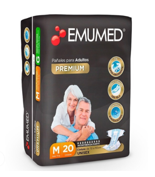 Pañales Premium Adulto Emumed Talla M - 20 unidades