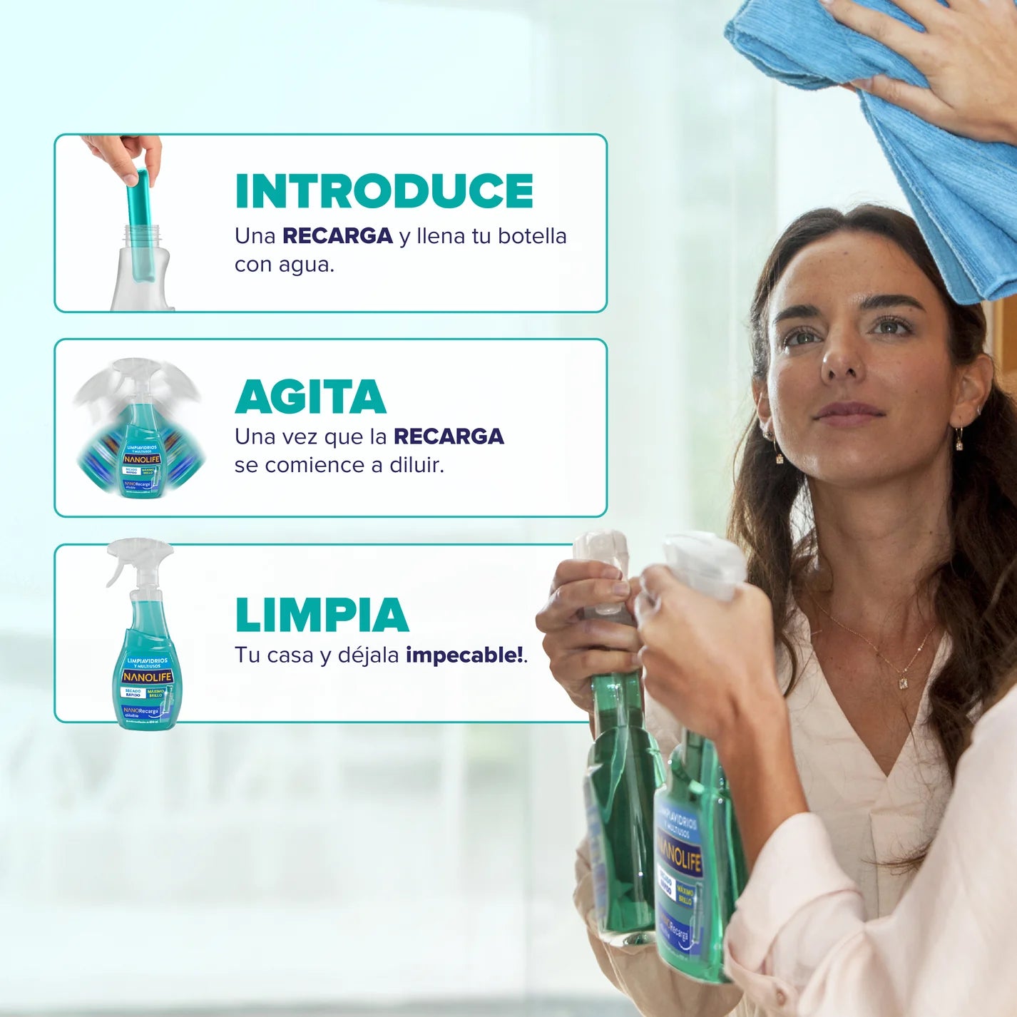 Nanolife Limpia Vidrios Kit inicial lleno