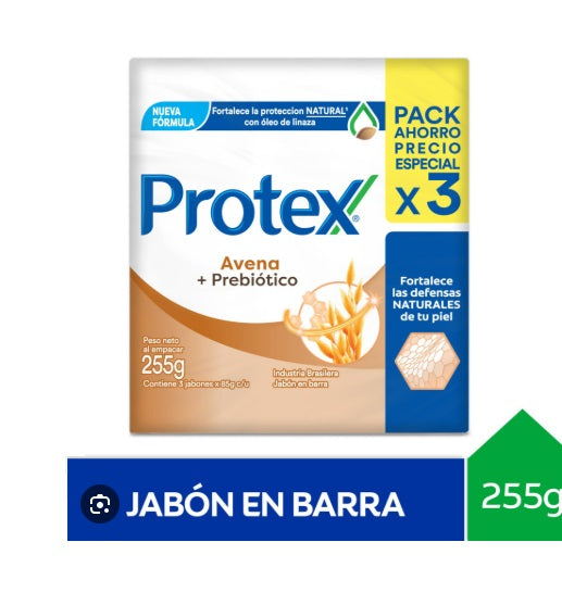 Protex Jabón Barra Avena 255 GR x 3 unidades