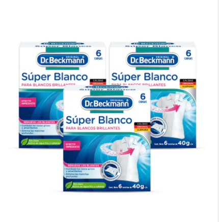 DR. BECKMANN Super Blanco Blanqueador Intensivo 3 x 240 gr