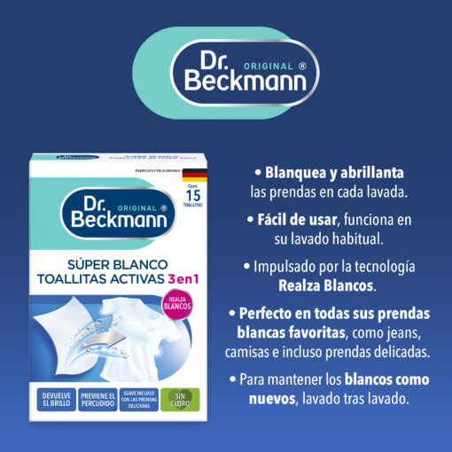 Súper blanco toallitas activas x 15 unidades Dr. Beckmann