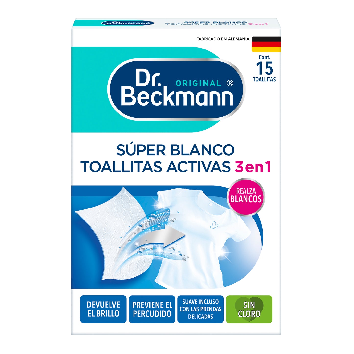 Dr. Beckmann Súper blanco toallitas activas x 15 unidades