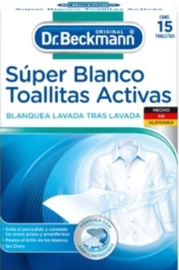 Toallitas Activas Súper Blanco para Lavado 15 unidades - Dr. Beckmann