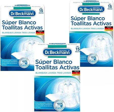 Toallitas Activas Súper Blanco Dr. Beckmann 15 Unid x3