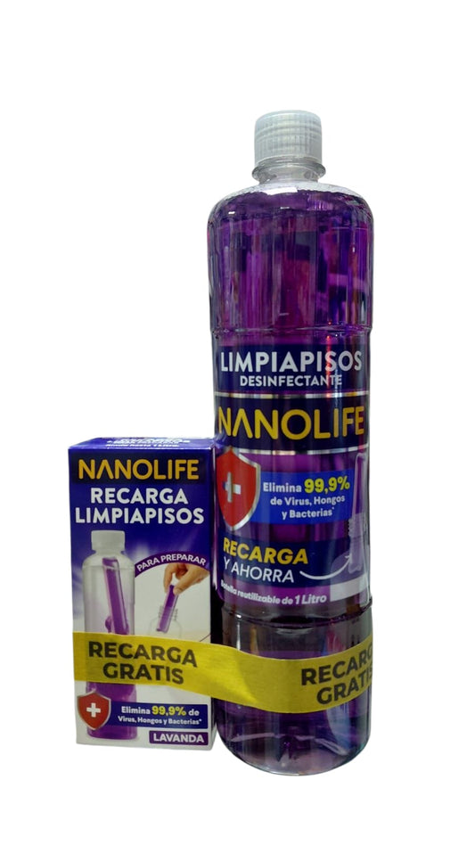 Nanolife Limpia piso desinfectante lleno Lavanda + Recarga Gratis