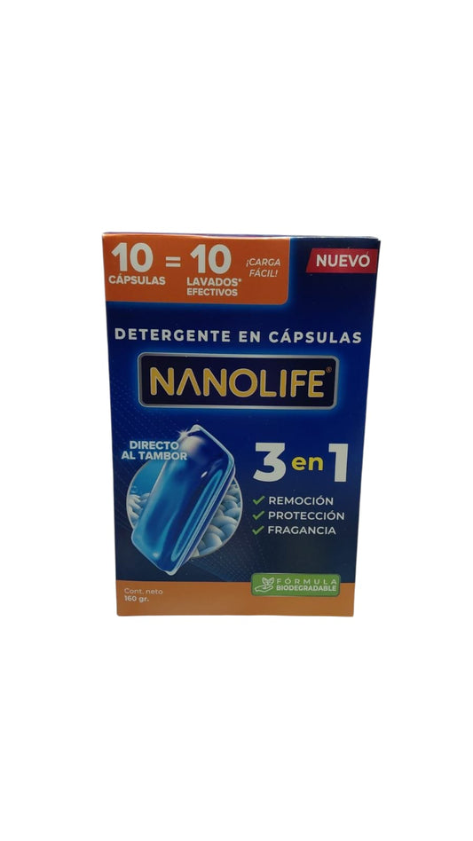 Nanolife Detergente x 10 Cápsulas 3 en 1