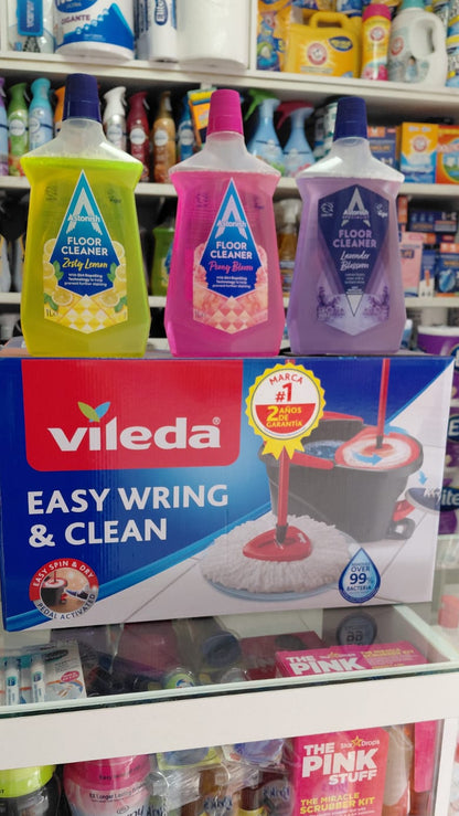 PACK Vileda 🪣Mopa y Balde con pedal Easy Wring & Clean (1 set) + Limpiapisos Astonish  🤑