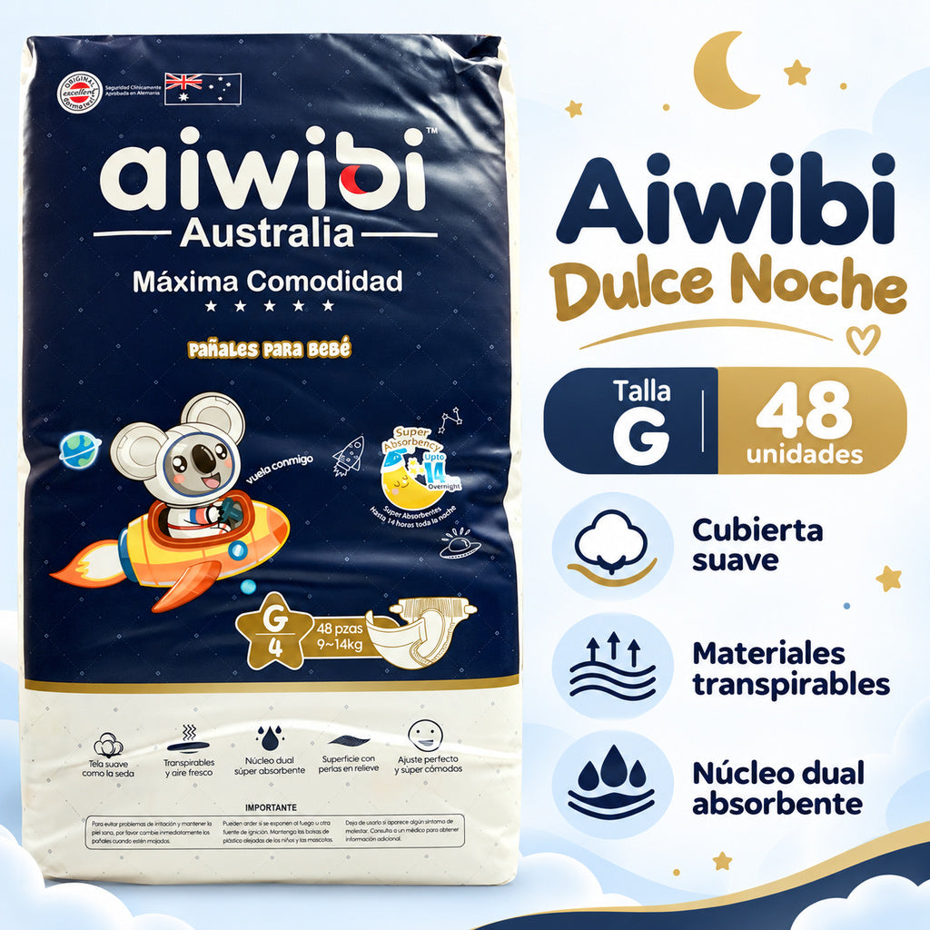 Pañales Aiwibi Dulce Noche G – 48 unidades características