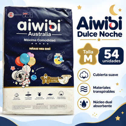 Pañales Aiwibi Dulce Noche M – 54 unidades características