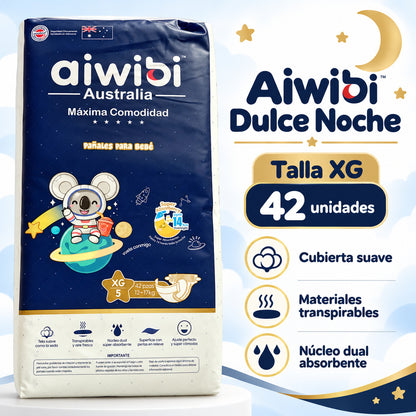 Pañales Aiwibi Dulce Noche XG – 42 unidades características
