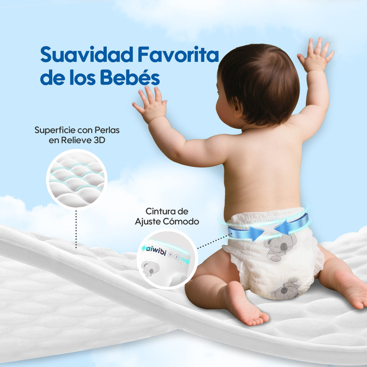 Detalle de absorción del pañal Aiwibi Premium talla M