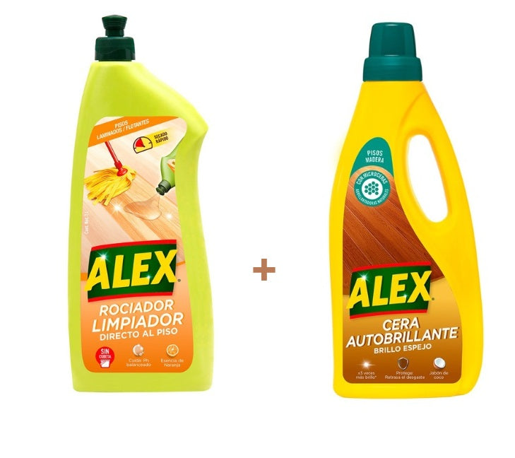 Alex Limpiador directo al piso naranja + Cera Auto brillante coco 750 ml