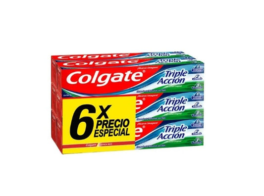 Pasta De Dientes Colgate Triple Acción 50gr Pack 6 Unidades