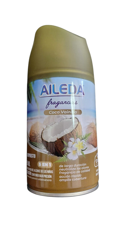 Aileda Aroma Coco Vainilla 250 ml (Sirve para cualquier maquina) - NUEVO Repuesto Universal Para Aromatizador Automático