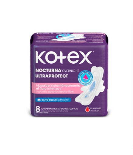 Toallas Higiénicas Kotex® Nocturna Ultraprotect x8