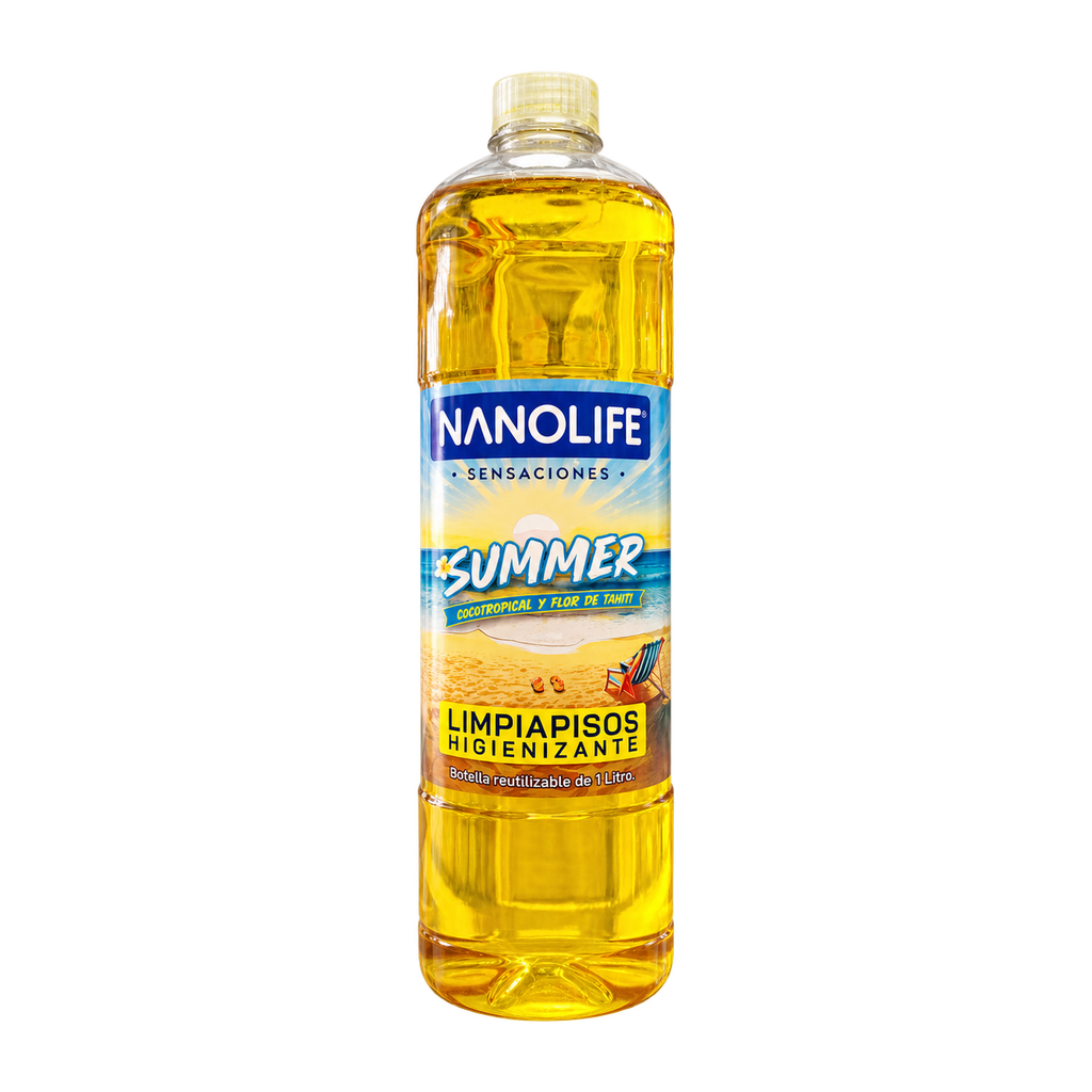 Limpiapisos higienizante Nanolife Summer de 1 litro en botella reutilizable