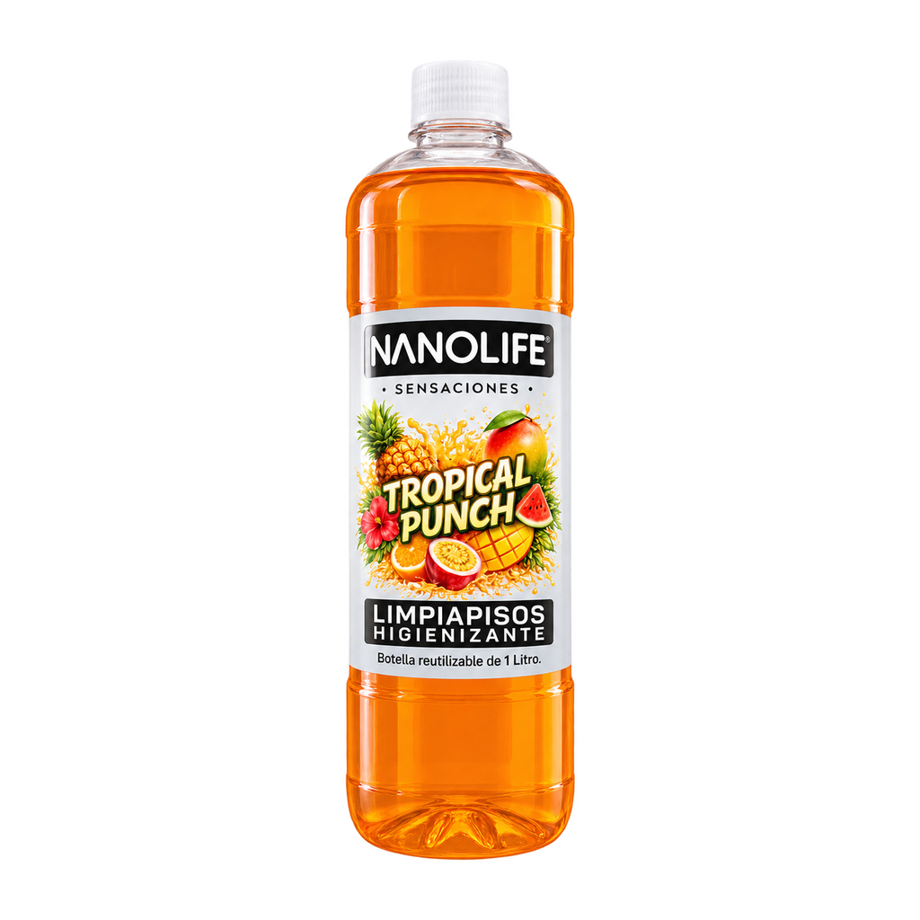 Limpiapisos higienizante Nanolife Tropical Punch de 1 litro en botella reutilizable