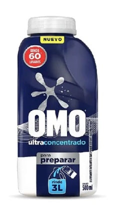 Detergente OMO Líquido - Botella de 500 ml (Rinde 3Lt)