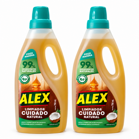 Pack 2 ALEX Limpiador Cuidado Natural para pisos de madera 750 ml