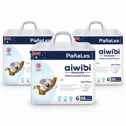 Pack de 3 Pañales AIWIBI Premium talla G con 78 unidades