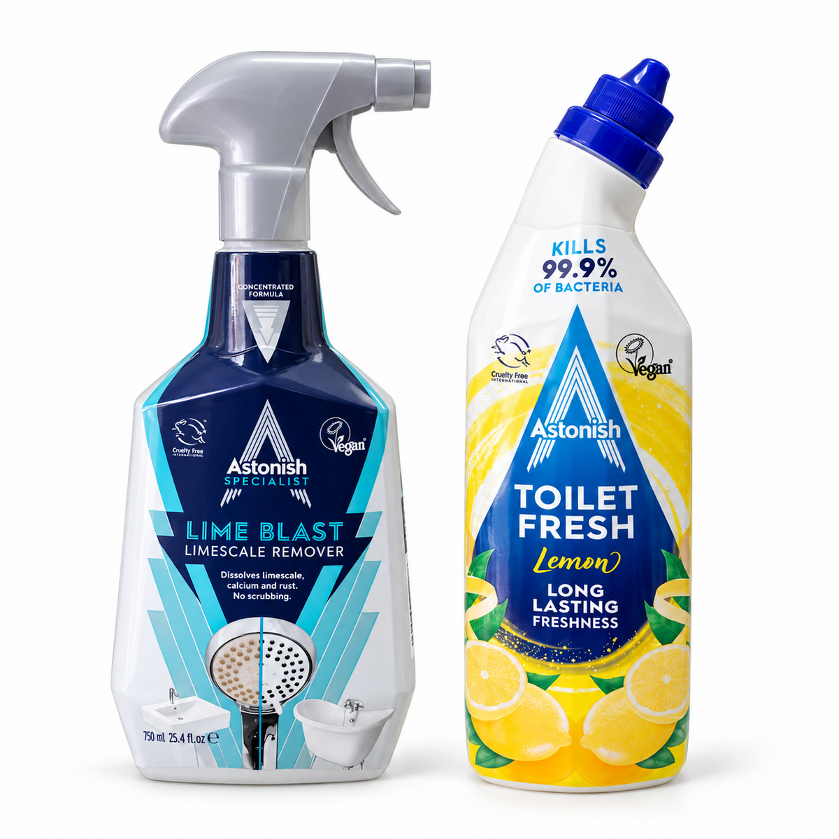 Pack ASTONISH Lime Blast removedor de sarro y Toilet Fresh Lemon 750 ml