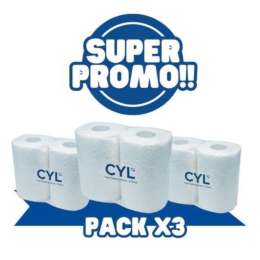 CYL Toalla Papel 2 Rollos 250 mts Pack de 3