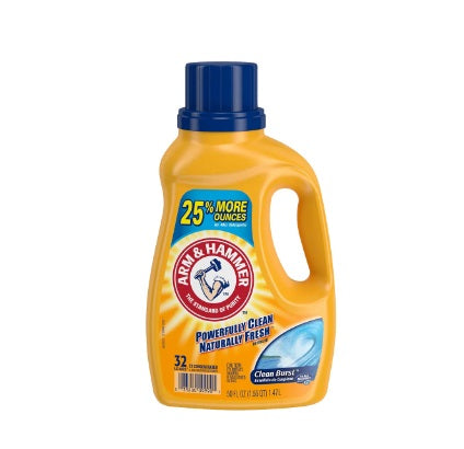 Detergente líquido concentrado para ropa Arm & Hammer Clean Burst, Alta Eficiencia 1,47 litros (32 cargas)